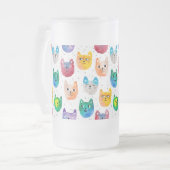 Waterverf katten en vrienden matglas bierpul (Voorkant links)