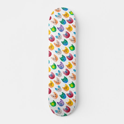 Waterverf katten en vrienden skateboard (Voorkant)