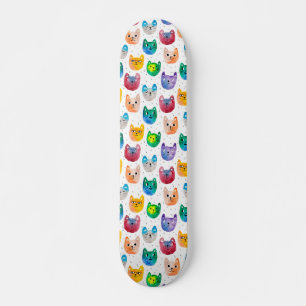 Waterverf katten en vrienden skateboard