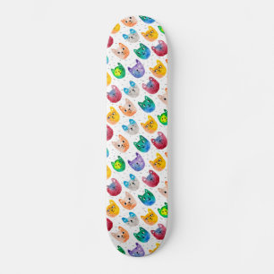 Waterverf katten en vrienden skateboard