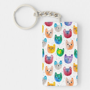 Waterverf katten en vrienden sleutelhanger
