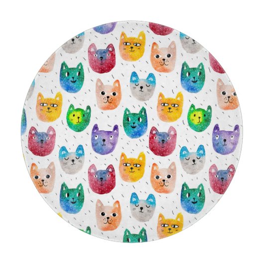 Waterverf katten en vrienden snijplank (Voorkant)