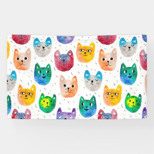 Waterverf katten en vrienden spandoek
