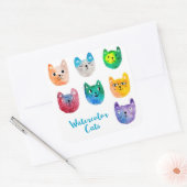 Waterverf katten en vrienden vierkante sticker (Envelop)