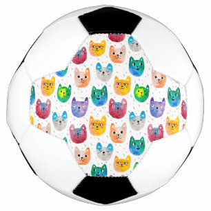 Waterverf katten en vrienden voetbal