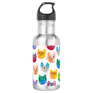 Waterverf katten en vrienden waterfles