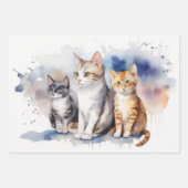 Waterverf katten met zachte pastelachtergrond inpakpapier vel (Voorkant 2)