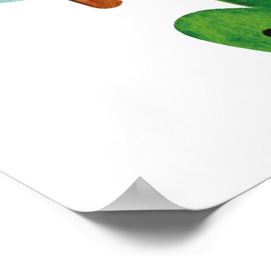 Waterverf kawaii doedels geïsoleerd op witte achte poster (Hoek)