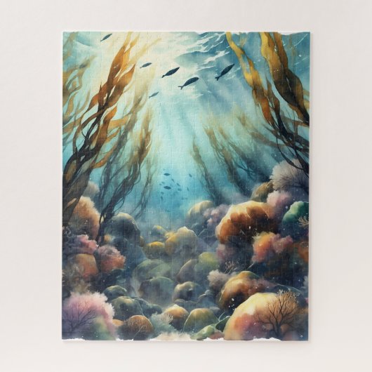 Waterverf Kelp Forest Legpuzzel (Verticaal)