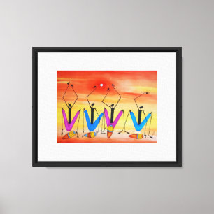 Waterverf Kenia African Art, Zomerfestival Canvas Afdruk
