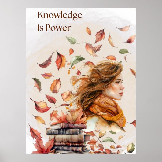 Waterverf Kennis is Macht Inspirerend Poster (Voorkant)