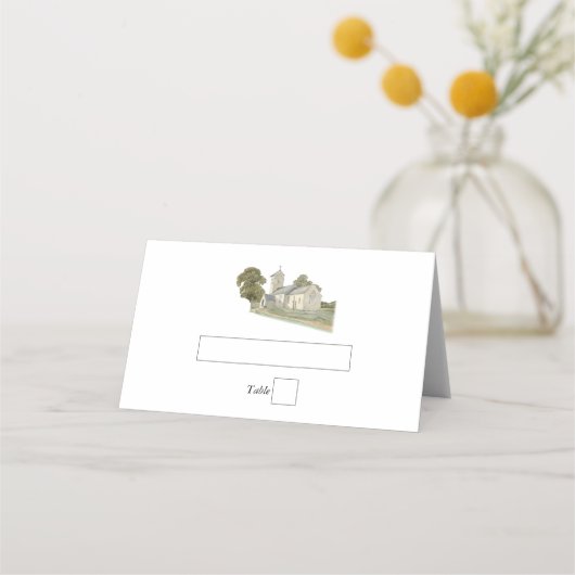 Waterverf Kerk Traditioneel Monogram Huwelijk (Voorkant)