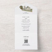 Waterverf Kerk Traditioneel Monogram Huwelijk All In One Uitnodiging (Binnen)