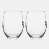 Waterverf Kerk Traditioneel Monogram Huwelijk Wijnglas Zonder Voet (Links)