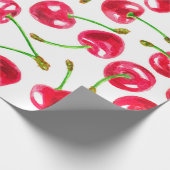 Waterverf kersen patroon cadeaupapier (Hoek)
