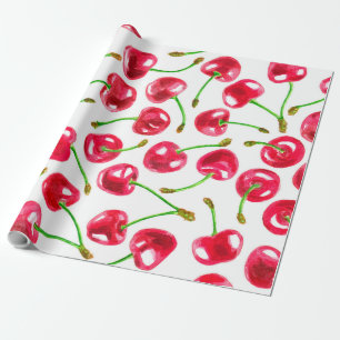 Waterverf kersen patroon cadeaupapier