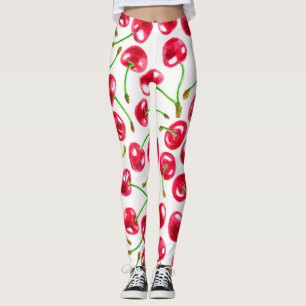 Waterverf kersen patroon leggings