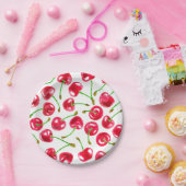 Waterverf kersen patroon papieren bordje (Feest)