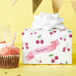 Waterverf Kersen Schattigee grillige gepersonalise Cadeaupapier