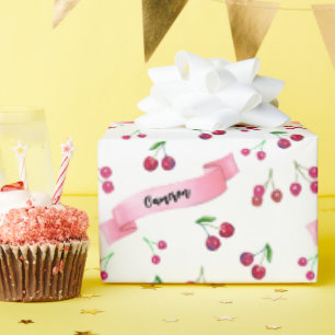 Waterverf Kersen Schattigee grillige gepersonalise Cadeaupapier