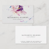 Waterverf Kersenbloesems Paarse Visitekaartje (Voorkant / Achterkant)