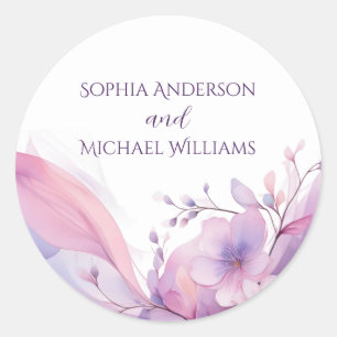 Waterverf Kersenbloesems-trouwstickers Ronde Sticker