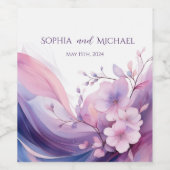 Waterverf Kersenbloesems-Wedding Wijn Etiket (Enkel label)