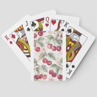 Waterverf Kersenpatroon – Botanische Fruit Kunst Pokerkaarten
