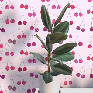 Waterverf Kersenpatroon Roze Behang