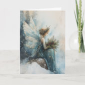 Waterverf Kerst Aqua Fairy in Snowy Field Kaart (Voorkant)