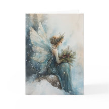 Waterverf Kerst Aqua Fairy in Snowy Field