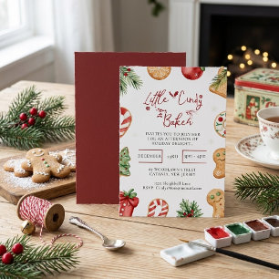 Waterverf Kerst Bakken Koekje Kleine Bakker Bi Kaart