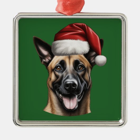 Waterverf Kerst Belgisch Malinois Ornament (Voorkant)