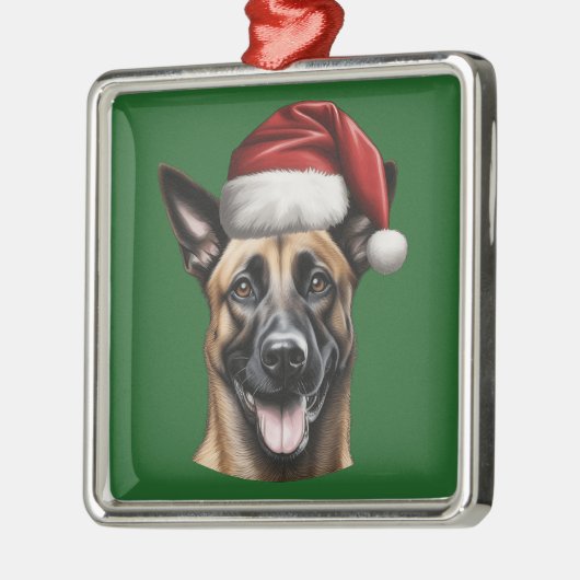 Waterverf Kerst Belgisch Malinois Ornament (Links)