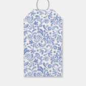 Waterverf Kerst Blauw Boog Chinoiserie Rendieren Cadeaulabel (Achterkant)