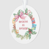 Waterverf Kerst Bloemen krans | FEESTDAGEN Ornament (voorkant)