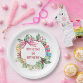 Waterverf Kerst Bloemen krans | FEESTDAGEN Papieren Bordje (Feest)