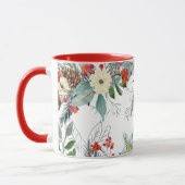 Waterverf Kerst bloemenelegant rood monogram Mok (Links)