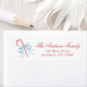 Waterverf Kerst Bow Candy Cane Etiket