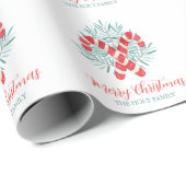 Waterverf Kerst Candy Cane gepersonaliseerd Cadeaupapier (Rol Hoek)