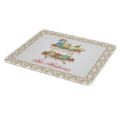 Waterverf Kerst Champagne Bar Winkelwagen Snijplank (Hoek)