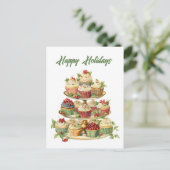 Waterverf Kerst cupcake tekst toevoegen Feestdagenkaart (Staand voorkant)