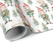 Waterverf Kerst elf betegeld Cadeaupapier (Rol Hoek)