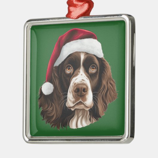 Waterverf Kerst Engels Springer Spaniel Metalen Ornament (Links)