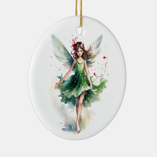 Waterverf kerst fee keramisch ornament (Rechts)