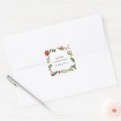 Waterverf Kerst Feestdagen Groen Vierkante Sticker (Envelop)