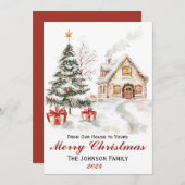  Waterverf Kerst Flat Holiday Kaart (Voorkant / Achterkant)