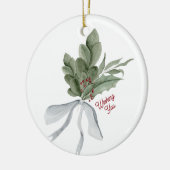 Waterverf Kerst Foliage gepersonaliseerd Keramisch Ornament (Links)