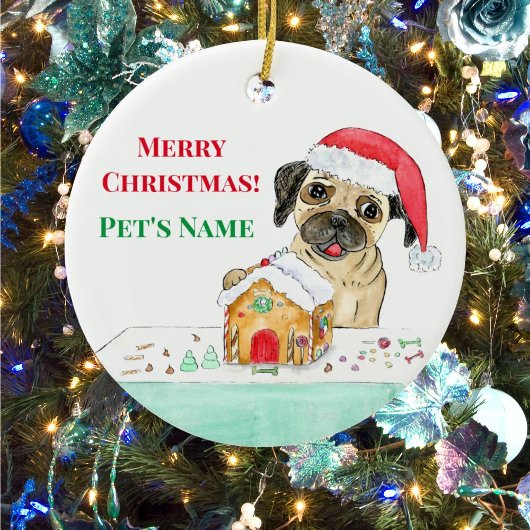 Waterverf Kerst-Franse Bulldog Keramisch Ornament
