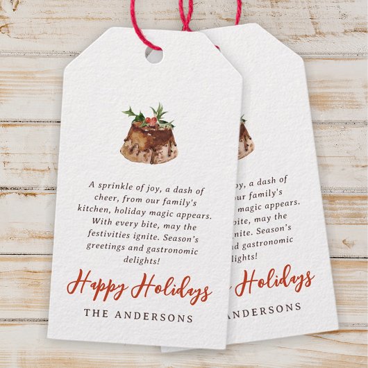 Waterverf Kerst Gebakken Treat Familie Cadeaulabel